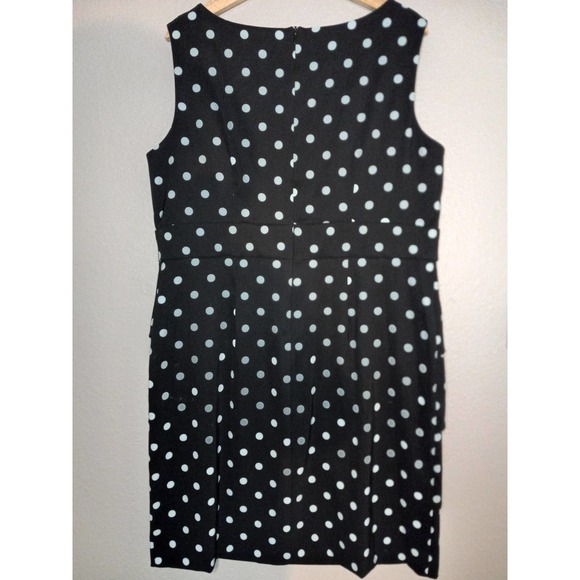 Signature Sabrina Formal Career Pencil Polka Dot Sleeveless Black Blue 16W Dress - Picture 4 of 11